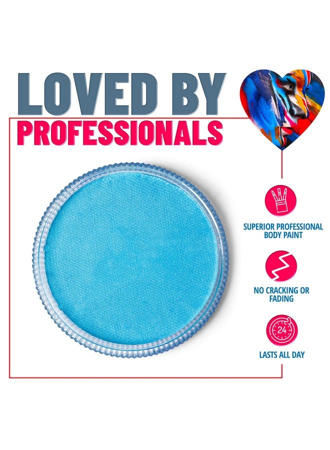 Blue Squid Pro Face Paint Classic Light Blue (30Gm) Professional Water Based Single Cake Face & Body Paint Makeup Supplies For Adults Kids Halloween Facepaint Sfx Water Activated Face Painting Non Toxic - Image 3