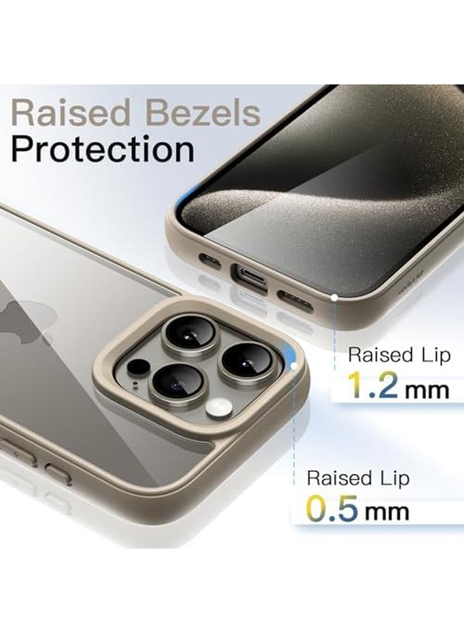 جي تيك جراب لهاتف iPhone 15 Pro مقاس 6.1 بوصة، غطاء ممتص للصدمات مقاوم للصدمات بلون سادة غير لامع بإطار TPU مضاد للخدش وظهر شفاف من التيتانيوم الطبيعي - Image 4