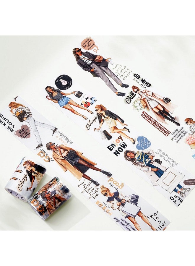 WT Wide Pet Tape, Journal Scrapbook Bujo Planner Diy Craft Supplies, Chic Attitude, Fashion Outfit Girls Decorative Tape, Characters, Transparent Clear Adhesive, Single Roll, Original Designs, - Image 4