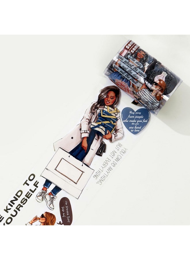 WT Wide Pet Tape, Journal Scrapbook Bujo Planner Diy Craft Supplies, Chic Attitude, Fashion Outfit Girls Decorative Tape, Characters, Transparent Clear Adhesive, Single Roll, Original Designs, - Image 1