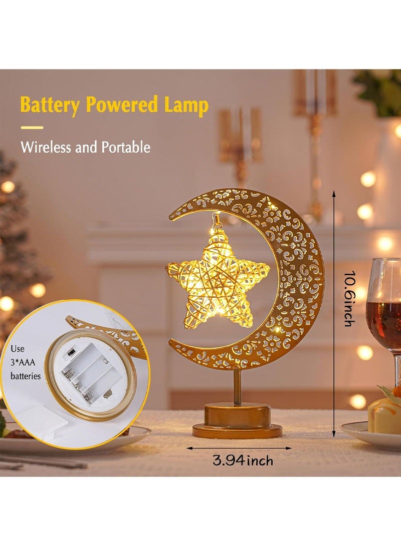 GZYIZHOU Ramadan Lights , Moon & Star Table Lamp - Warm White Ramadan Decorations for Home Iftar Gatherings, Festive Islamic Desktop Decor - Image 2