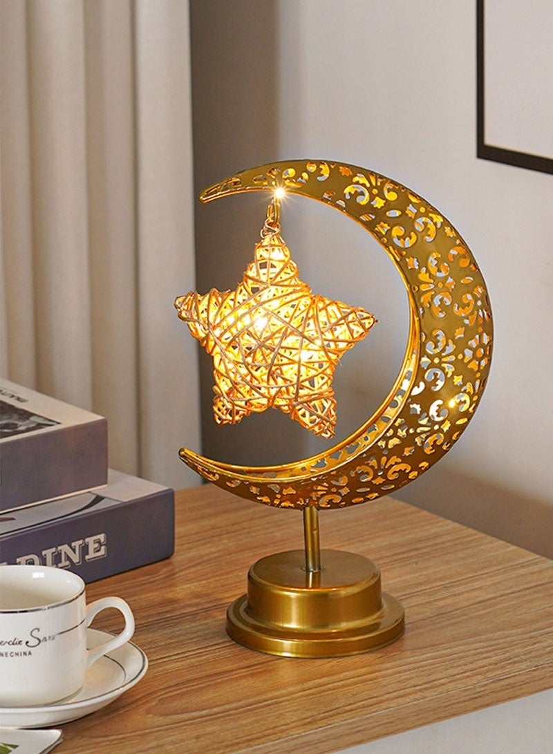 GZYIZHOU Ramadan Lights , Moon & Star Table Lamp - Warm White Ramadan Decorations for Home Iftar Gatherings, Festive Islamic Desktop Decor - Image 5