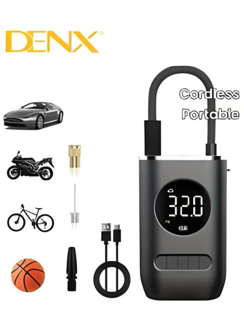 Denx Digital Car Tire Inflator Smart Wireless Electric Mini Air Compressor Digital Tire Pressure Detector for Bikes Cars | 150 PSI | 70W  - Image 1
