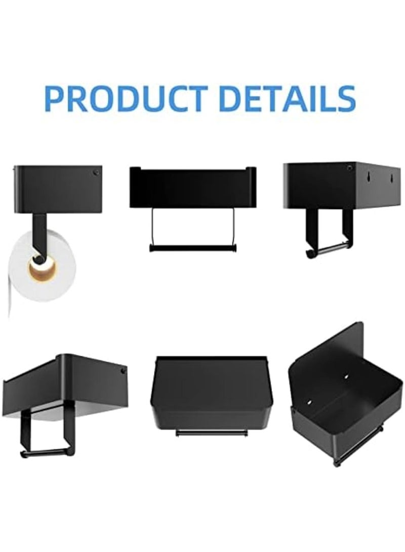 SYOSI Toilet Paper Holder with Shelf, Flushable Wipes Dispenser Fits for Bathroom Wipe Storage, Keep Your Wipes Hidden Out of Sight - Stainless Steel Wall Mount Organizer (Matte Black) - Image 5