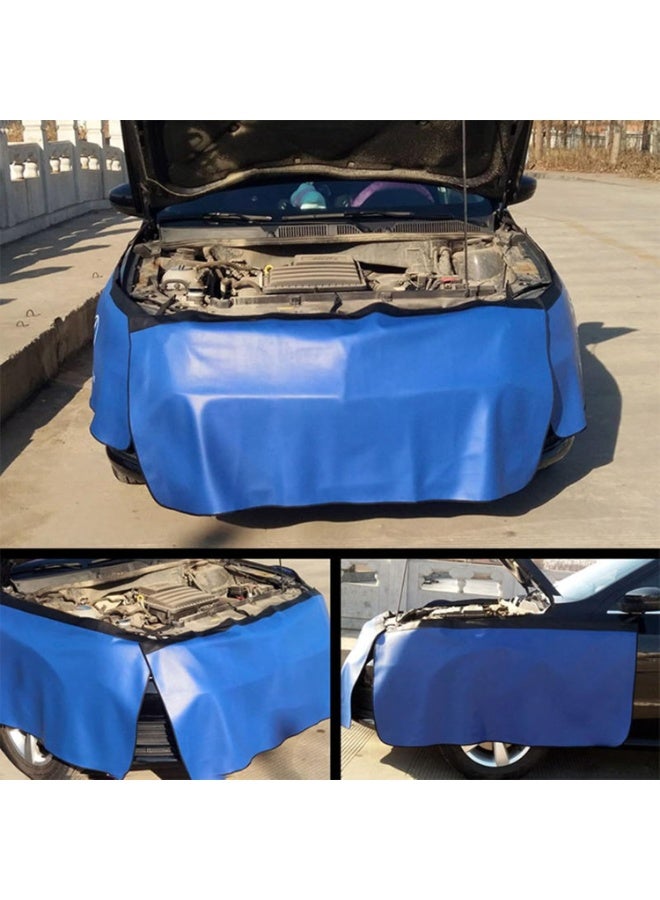 3Pcs Magnetic Fender Cover with Magnets and Hooks,PU leather Protective Mat for Repair Automotive Work, Car Fender Wing Mud Guard Cover Soft Padding,Blue110cm×45cm - Image 1