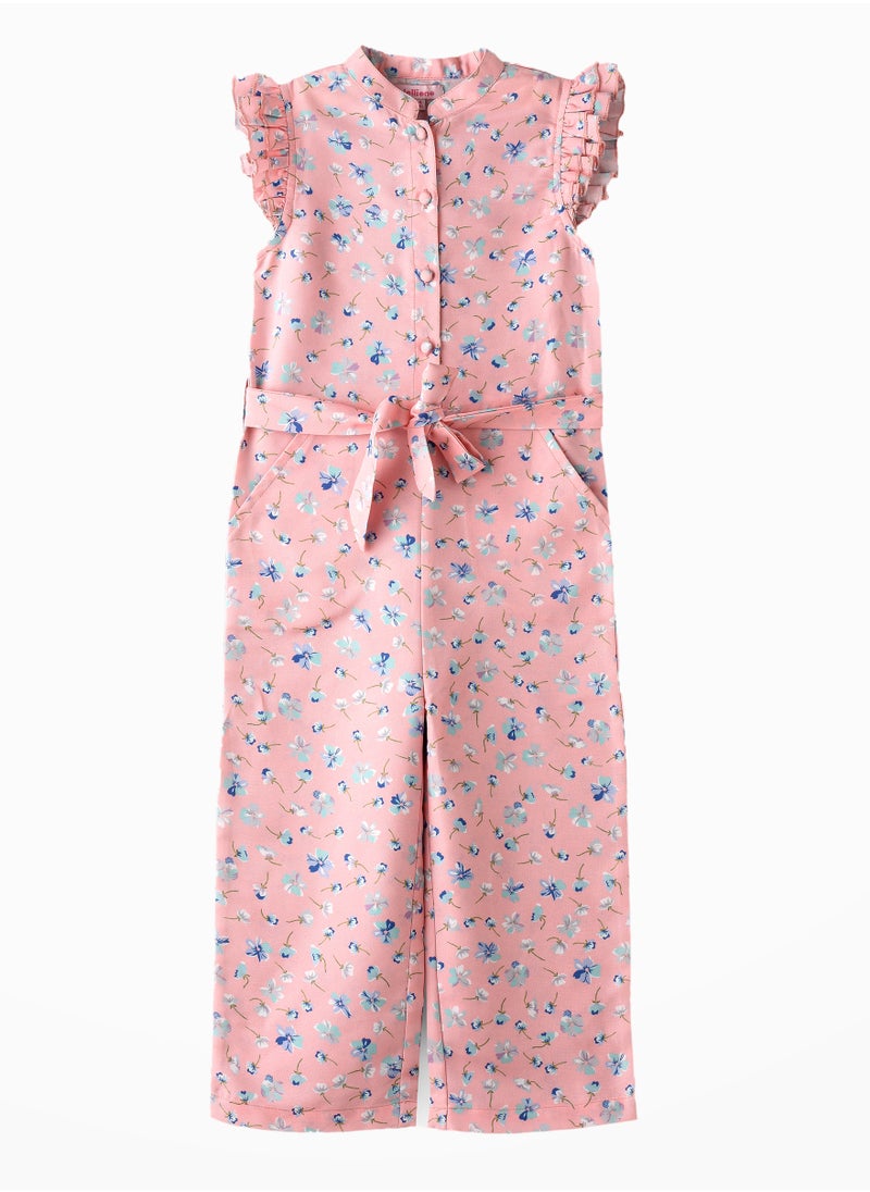 Jelliene - Sunshine Twirls: Girls' Floral Jumpsuit Playful Fun & Easy Style - Image 1