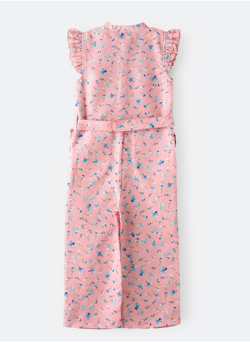 Jelliene - Sunshine Twirls: Girls' Floral Jumpsuit Playful Fun & Easy Style - Image 1