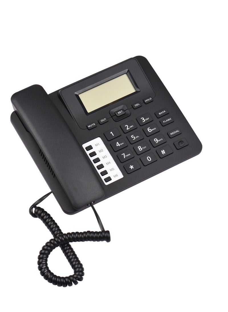 Generic - Black Corded Phone Desk Landline Phone Telephone DTMF/FSK Dual System Support Hands-Free/Redial/Flash/Speed Dial/Ring Volume Control Built-in IC Chip High Quality Sound Real-time Date - Image 1