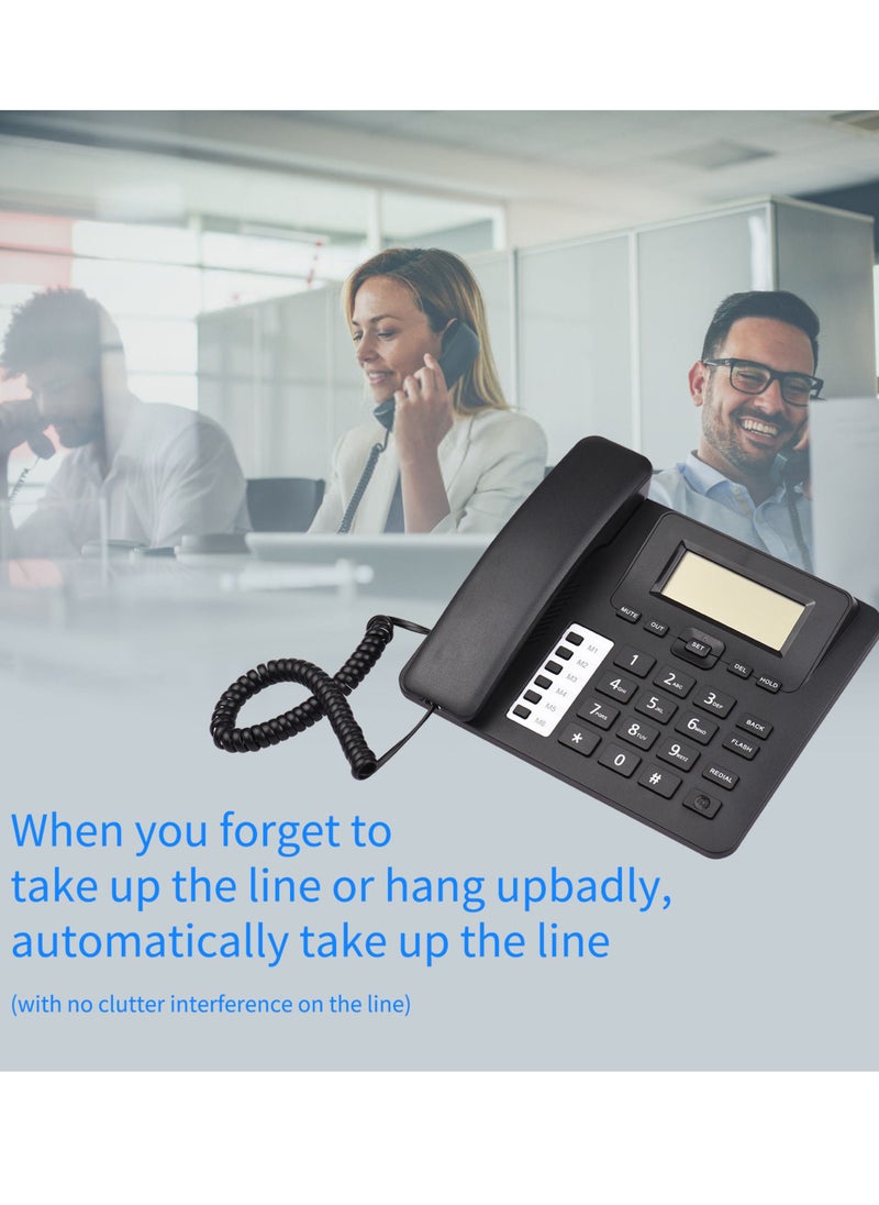 Generic - Black Corded Phone Desk Landline Phone Telephone DTMF/FSK Dual System Support Hands-Free/Redial/Flash/Speed Dial/Ring Volume Control Built-in IC Chip High Quality Sound Real-time Date - Image 1
