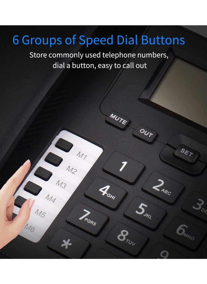 Generic - Black Corded Phone Desk Landline Phone Telephone DTMF/FSK Dual System Support Hands-Free/Redial/Flash/Speed Dial/Ring Volume Control Built-in IC Chip High Quality Sound Real-time Date - Image 1