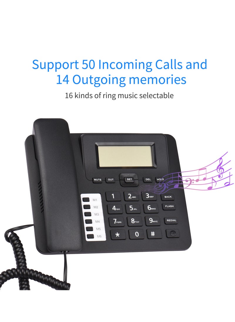 Generic - Black Corded Phone Desk Landline Phone Telephone DTMF/FSK Dual System Support Hands-Free/Redial/Flash/Speed Dial/Ring Volume Control Built-in IC Chip High Quality Sound Real-time Date - Image 1