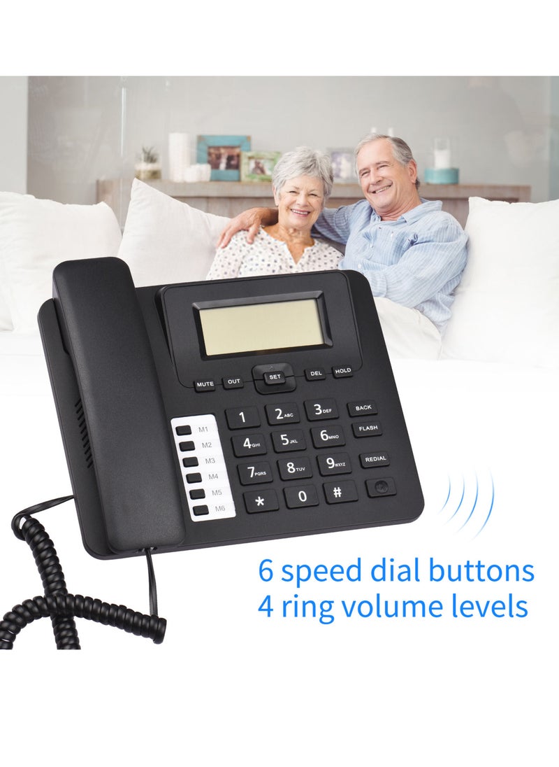 Generic - Black Corded Phone Desk Landline Phone Telephone DTMF/FSK Dual System Support Hands-Free/Redial/Flash/Speed Dial/Ring Volume Control Built-in IC Chip High Quality Sound Real-time Date - Image 1