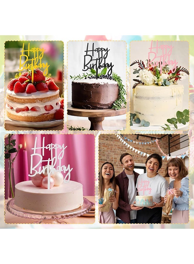 Quantum 12 PCS Happy Birthday Cake Decoration, Acrylic Happy Birthday Cake Topper, Happy Birthday Cake Decorations Cake Stick Decor for Celebrating Birthday Anniversary Party - Image 4