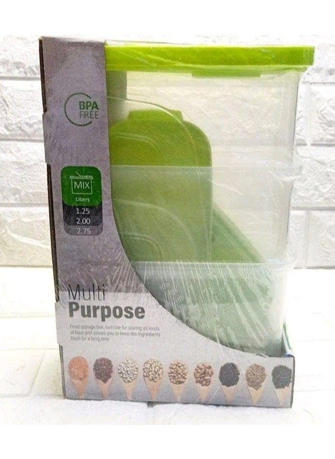 EVO Dry Food Storage Container (3 Pieces 2.75-1.50 - 1.25 L) Multicolour pp5  - Image 5