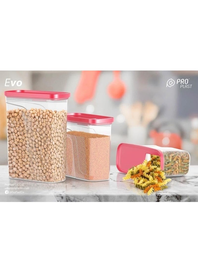 EVO Dry Food Storage Container (3 Pieces 2.75-1.50 - 1.25 L) Multicolour pp5  - Image 3