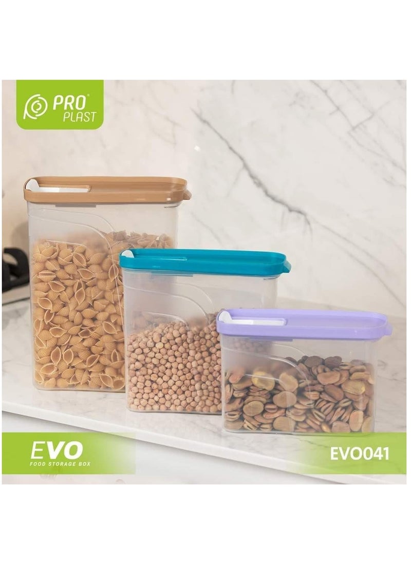 EVO Dry Food Storage Container (3 Pieces 2.75-1.50 - 1.25 L) Multicolour pp5  - Image 4