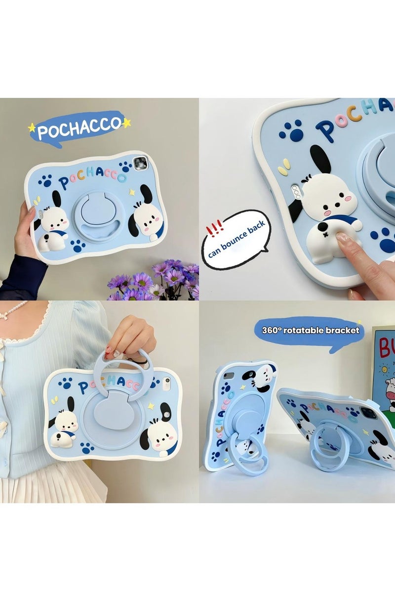 Pochacco iPAD Case for iPad 10.2 inch 7th 8th 9th generation(2019/2020/2021) with 360°Rotatable Hand Strap/Stand, iPad Silicone Cover for Kids - Image 1