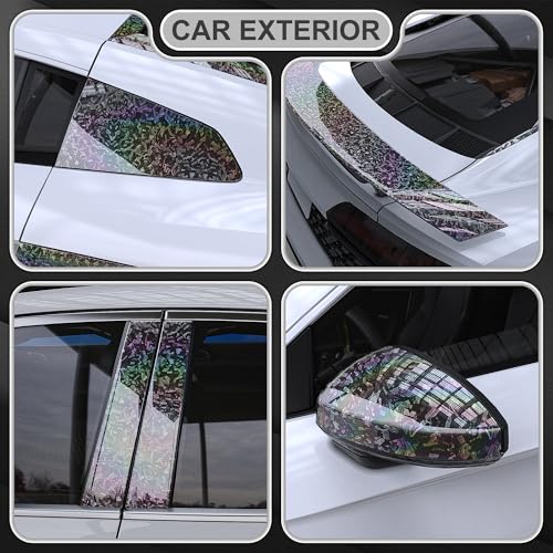 Lypumso Holographic Forged Carbon Fiber Vinyl Wraps Silver Rainbow Laser Vinyl Wraps for Cars High Gloss Exterior Interior Decorative Film Premium DIY Cast Film SelfAdhesive Stickers 1ft x 5ft - Image 3