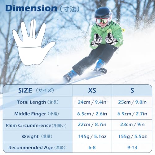 TRIWONDER Kids Snow Gloves, Boys Girls Winter Ski Gloves for Cold Weather, Touch Screen Sports Mittens for Outdoor Skiing Snowboarding (Blue, S) - Image 2