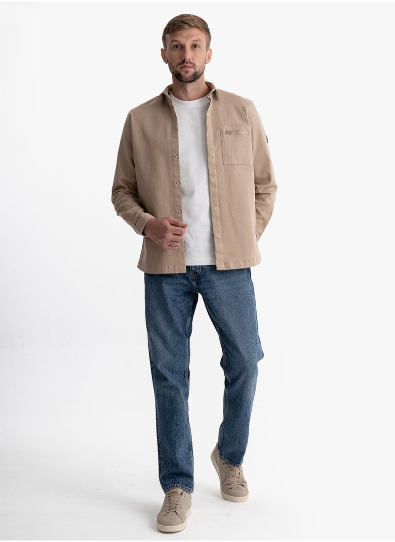 clever - Jacket Gabardine Stylish Men's Beige - Image 1