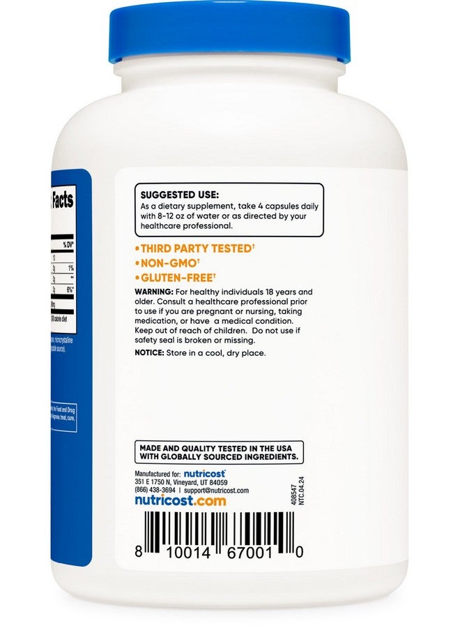 نيوتريكوست د-ريبوز 700 ملغ (2800 ملغ لكل حصة)، 240 كبسولة - مناسب للنباتيين، غير معدل وراثيًا، خالٍ من الغلوتين - Image 3