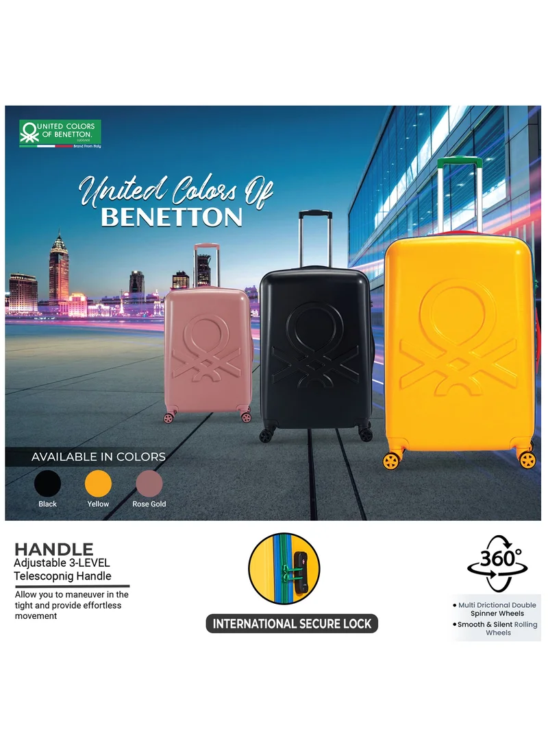 UNITED COLORS OF BENETTON BNTA-202 Set of 2 Luggage with TSA Lock | Material- Acrylonitrile Butadiene Styrene| Adjustable Trolley Handle | Smooth Dual Wheels 360degree rotation | 20/28 inch | Black