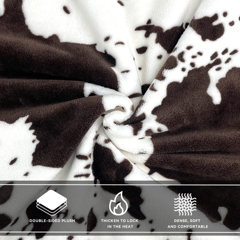 SEEGU Brown Cow Print Blanket Plush Flannel Fleece Throw Blanket Soft Warm Lightweight Throws and Blankets for Father Mother Dad Mom Daugher Friends Families Couples Pets Boys Girls Twin Size 60"" x 80"" - Image 5