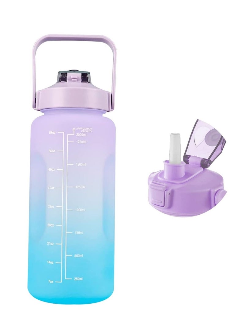 2L Water Bottle with Straw, Large Water Bottle,Leakproof Drinking Bottle, Plastic Fitness Sport Bottle  - Image 1