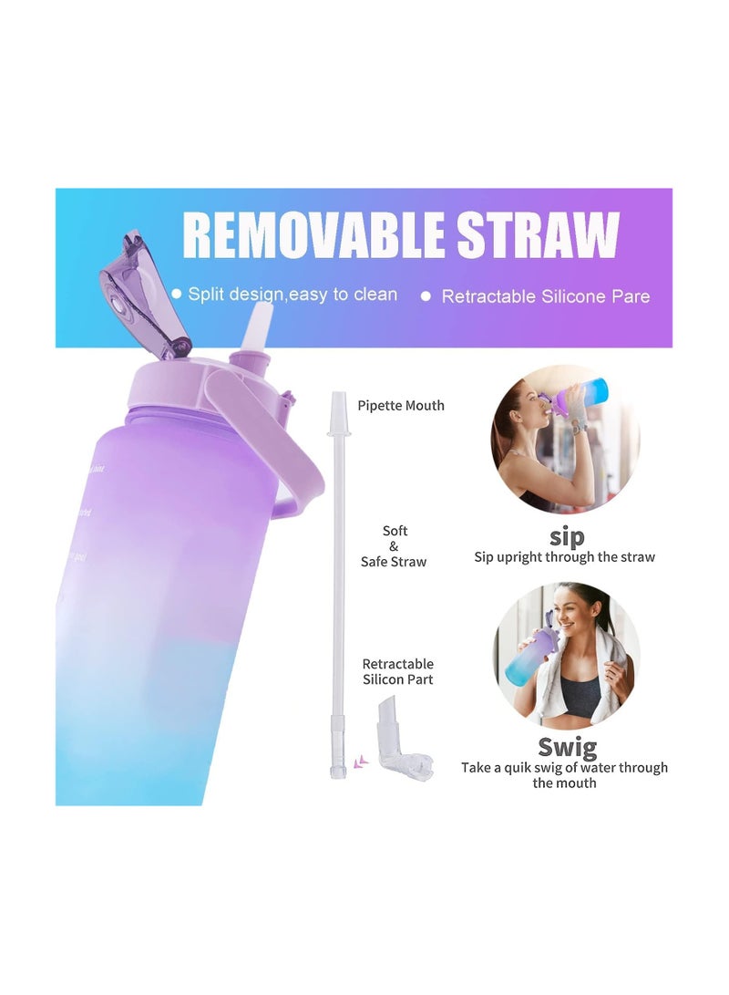 2L Water Bottle with Straw, Large Water Bottle,Leakproof Drinking Bottle, Plastic Fitness Sport Bottle  - Image 2
