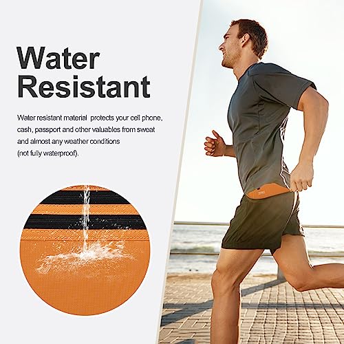 DAITET RFID Blocking Money Belt for Men Women, Slim Fanny Pack for Travel，Running,Conceal Waist Wallet for Passport Holder,Phone,Cash(Brown Orange) - Image 5