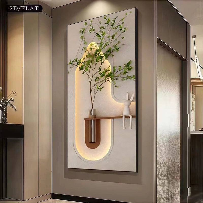 ملصق قماشي حديث لتزيين الجدران بنباتات خضراء بدون إطار مقاس 32x64 بوصة - Image 4