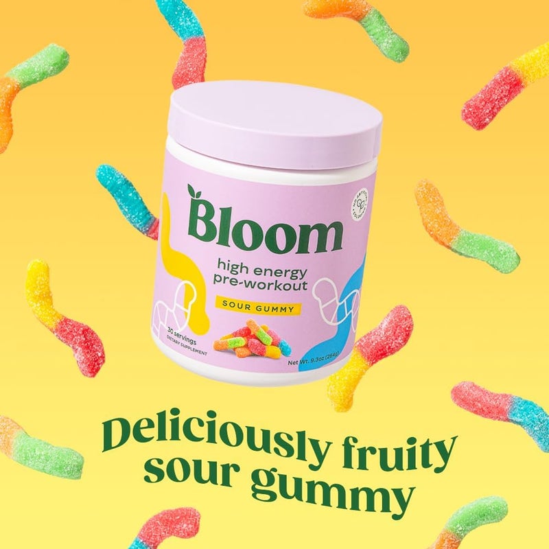Bloom Nutrition High Energy Pre Workout Powder Amino Energy with Beta Alanine Ginseng  L Tyrosine Natural Caffeine Powder from Green Tea Extract Sugar Free  Keto Drink Mix Sour Gummy - Image 2