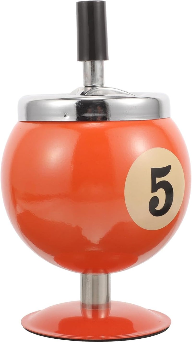 Automatic Extinguishing Ashtray Metal Ash Holder, Orange Retro Indoor Desktop Windproof Push-down Ashtray for Home and Office Smoking Use - Image 1