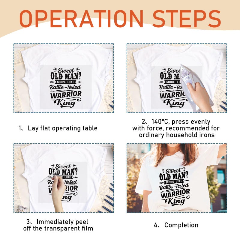 Dazoratix Retro Iron on Transfers - 20 PCs Old Man Ready to Press Vintage Black White Heat Transfer Stickers Washable Patches for Father T-Shirts Hat Appliques Bag Decals DIY Craft Clothes Decorations - Image 3
