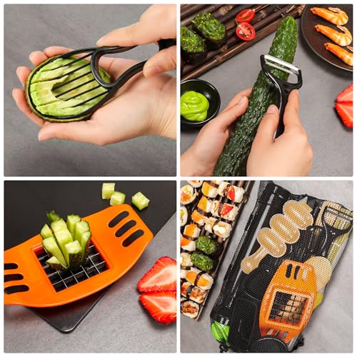 FUNGYAND Sushi Making Kit, 32-in-1 Complete Set with Bazooka Roller, Nigiri & Musubi Presses, Bamboo Mats, Knife, Peeler, Animal Rice Molds, Chopsticks & More – Perfect for Family Fun - Image 5