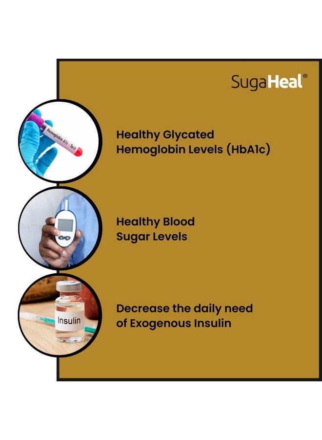 Sugaheal سوجا هيل (90 قرص) - أقراص رعاية السكري | منتج أيورفيدي | مدعوم سريرياً | يساعد في الحفاظ على مستوى سكر الدم الصحي و HbA1c - Image 5
