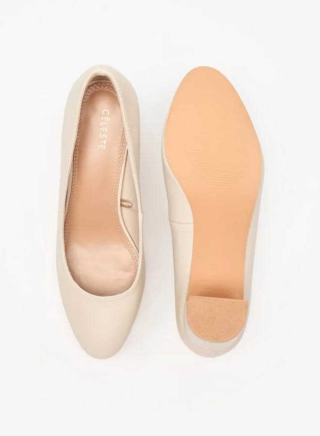 Celeste Women's Solid Slip-On Shoes with Block Heels