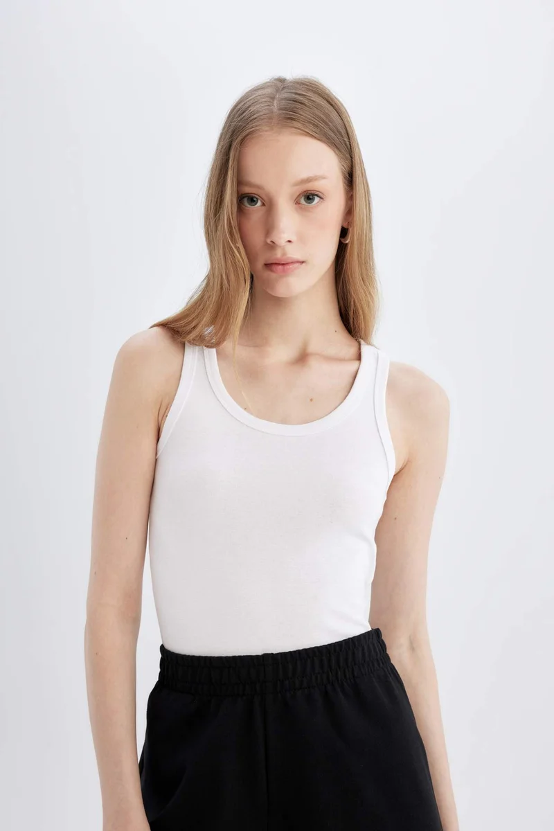 Defacto Slim Fit Ribana U Collar Tank Top