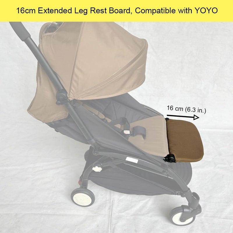 Feliliber Stroller Leg Rest Compatible with Babyzen YOYO - Foldable Stroller Without Disassembly - Extend 6.2 inch Easy to Attach & Clean, Soft Fabric (Toffee) - Image 3
