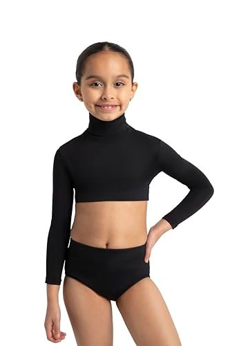 Capezio girls Girls' Turtleneck Long Sleeve Top athletic shirts, Black, 8 10 US - Image 1