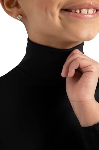 Capezio girls Girls' Turtleneck Long Sleeve Top athletic shirts, Black, 8 10 US - Image 4