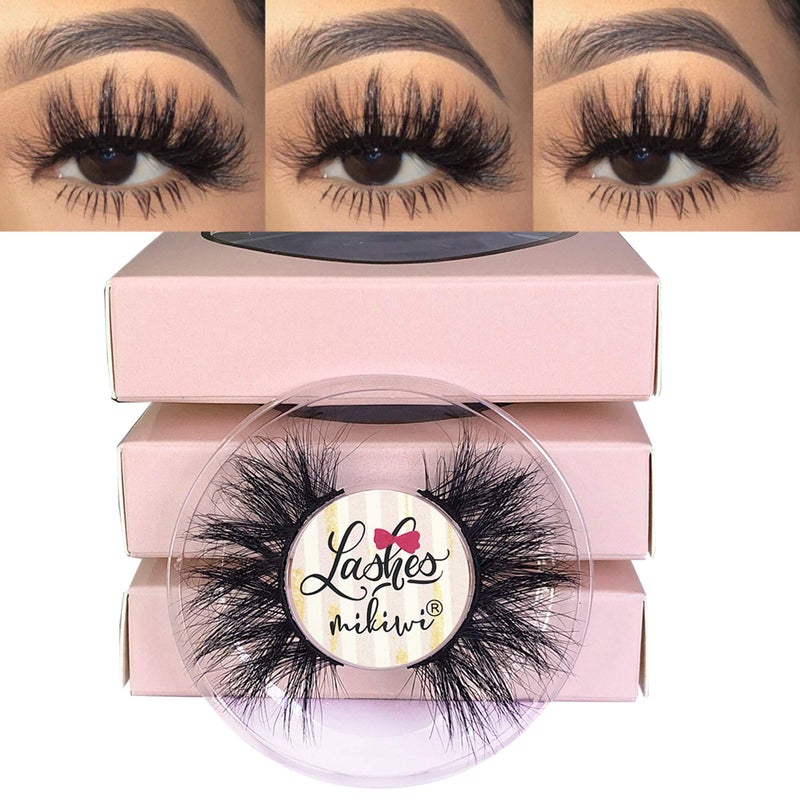 mikiwi 3D Mink Lashes, Mikiwi D390-3, 3 Pairs, Thick HandMade Full Strip Lashes, Cruelty Free, Luxury Makeup, 20mm mink eyeLashes (D390-3) - Image 1