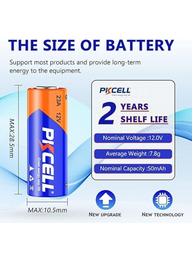 PKCELL MN21 A23 12V Alkaline Battery Pack of 5 | 23A 12 Volt Battery for Remote, Doorbell, Alarm & Garage Opener - Image 2