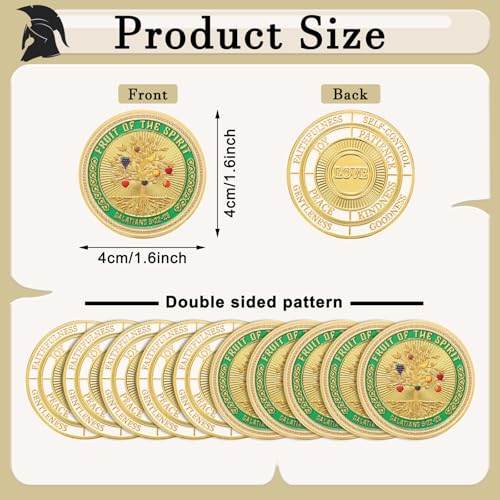 Siifert 20 Pcs Christian Fruit of The Spirit Coins Love Joy Peace Patience Kindness Tokens Coins Funny Christian Gifts Challenge Pocket Token for Prayer - Image 5