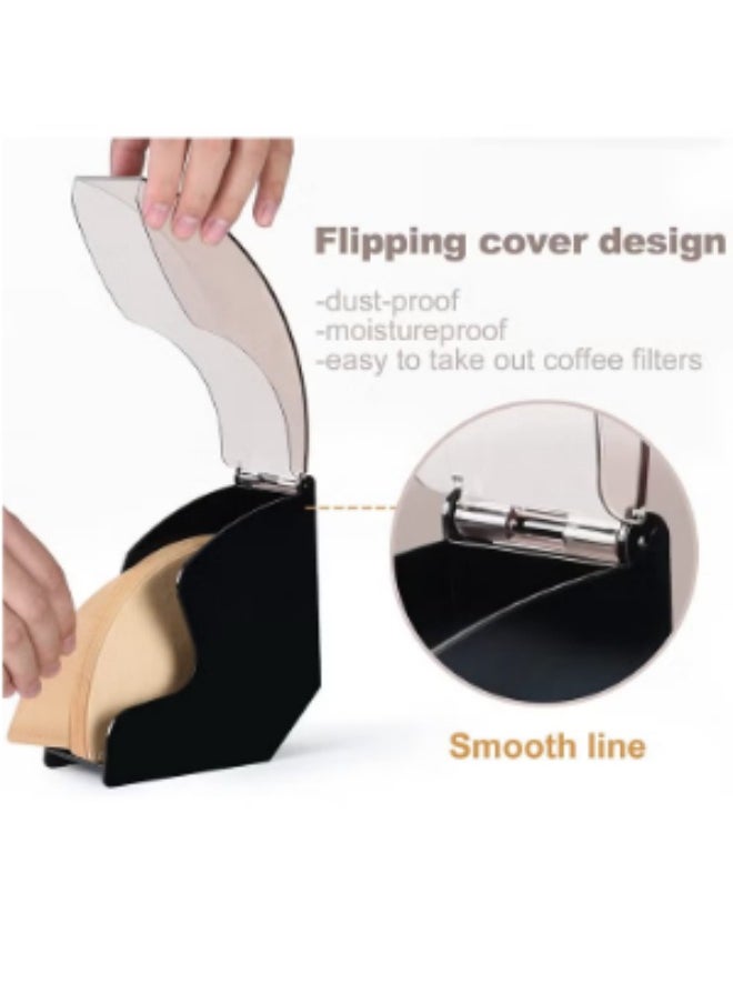 HALAMODO - Hand-Drip Coffee Filter Holder With Dust-Proof Cover,Coffee Filter Box Suit For #01,#02 And V60 Filter Paper Size, Storage Capacity of 100 Pcs Paper Filters - Image 1