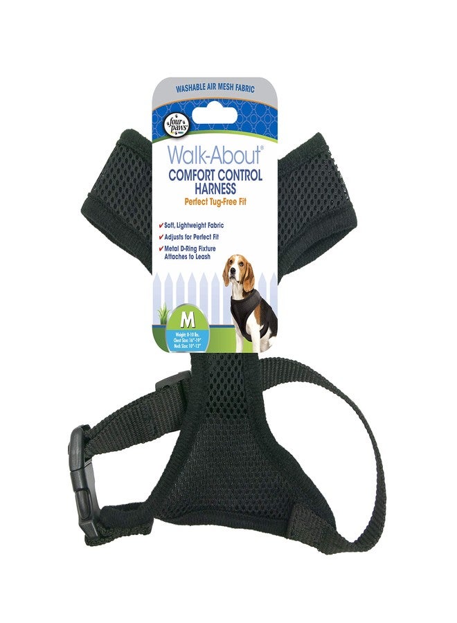 Four Paws Walk-About Comfort Control No-Pull Harness for Dogs, Adjustable Soft Padded Breathable Air Mesh Dog Vest for Walking, Black, Medium - Image 1