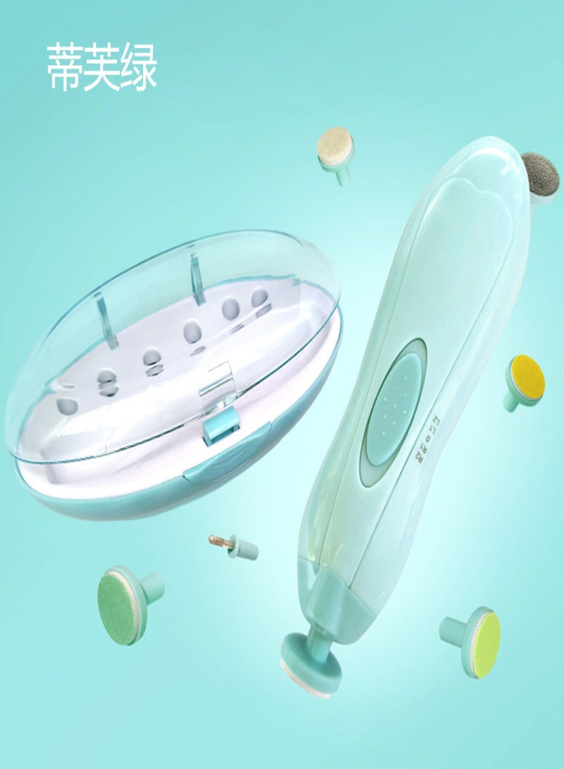 Factory direct multi-functional baby electric nail polisher baby nail clipper set baby nail polisher set logo Tiff Green - Image 3
