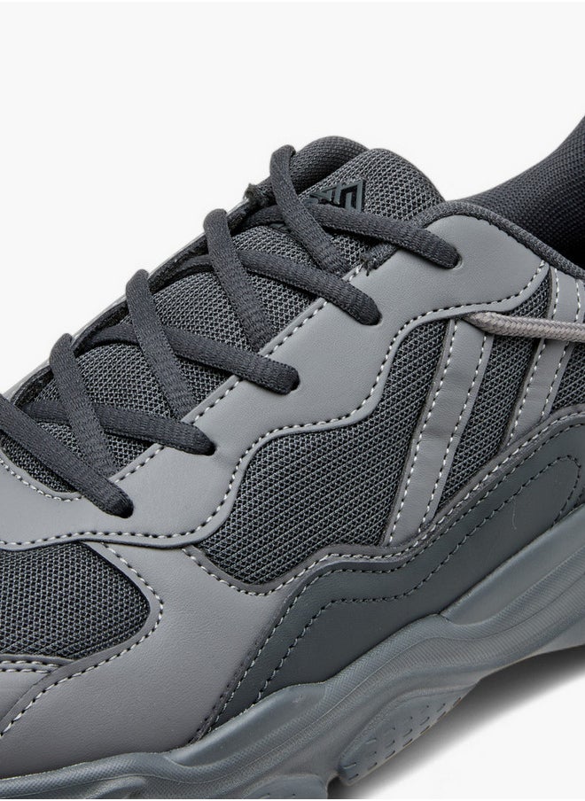 Oaklan by Shoexpress Panelled Sports Shoes with Lace-Up Closure and Pull-Tab  - Image 4