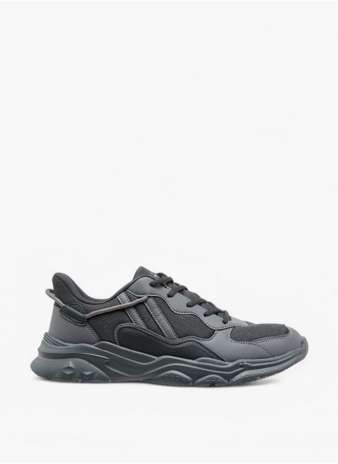 Oaklan by Shoexpress Panelled Sports Shoes with Lace-Up Closure and Pull-Tab  - Image 3