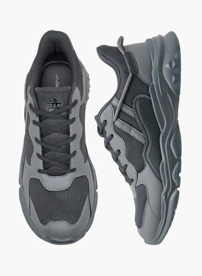 Oaklan by Shoexpress GREY Panelled Sports Shoes with Lace-Up Closure and Pull-Tab for Men | Best Price UAE